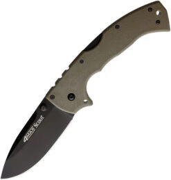 Cold Steel 4 Max Scout Folding Knife Dark Earth Griv-Ex Handle AUS10A Plain Black Blade CS62RQDEBK