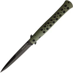 Cold Steel Ti-Lite Folding Knife OD Green Zy-Ex Handle AUS8A Plain Black Blade CS26SXPODBK
