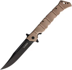 Cold Steel Large Luzon Folding Knife Desert Tan GFN Handle Plain Black Blade CS20NQXDTBK