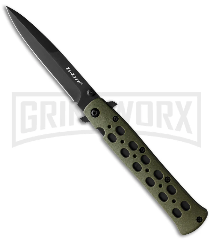 Cold Steel 4" Ti-Lite Green Zytel Liner Lock Knife - Black Plain