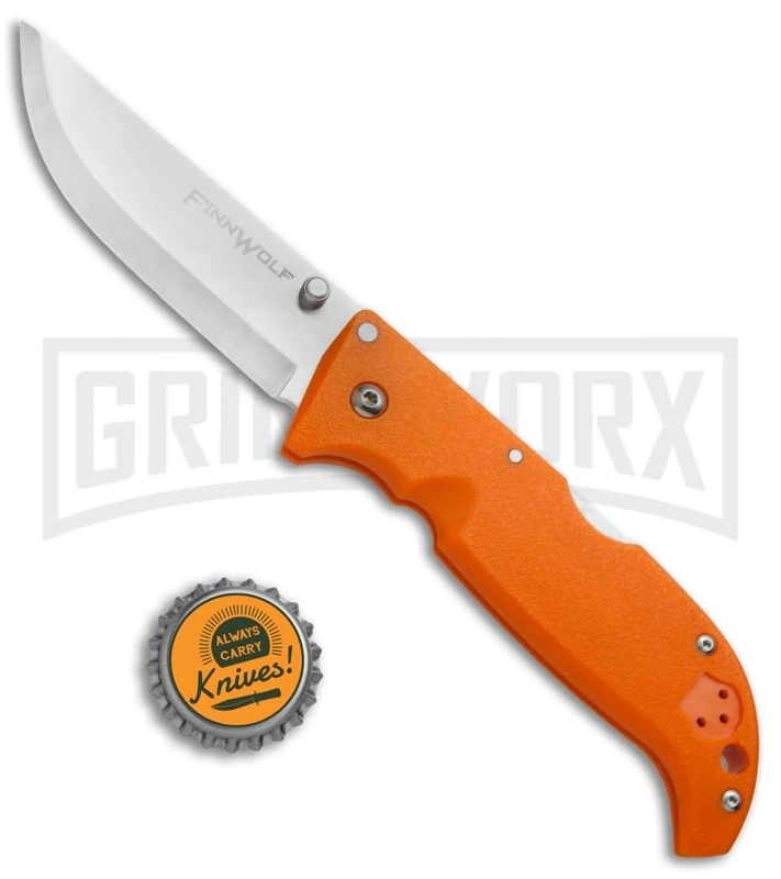 Cold Steel Blaze Orange Finn Wolf Lockback Knife - Satin Plain - Image 4