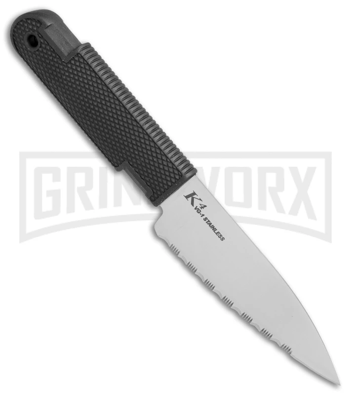 Cold Steel K-4 Fixed Blade Neck Knife + Sheath - Satin Serr - Image 2