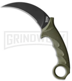 Cold Steel Karambit Steel Tiger OD Green Fixed Blade Knife - Black Plain