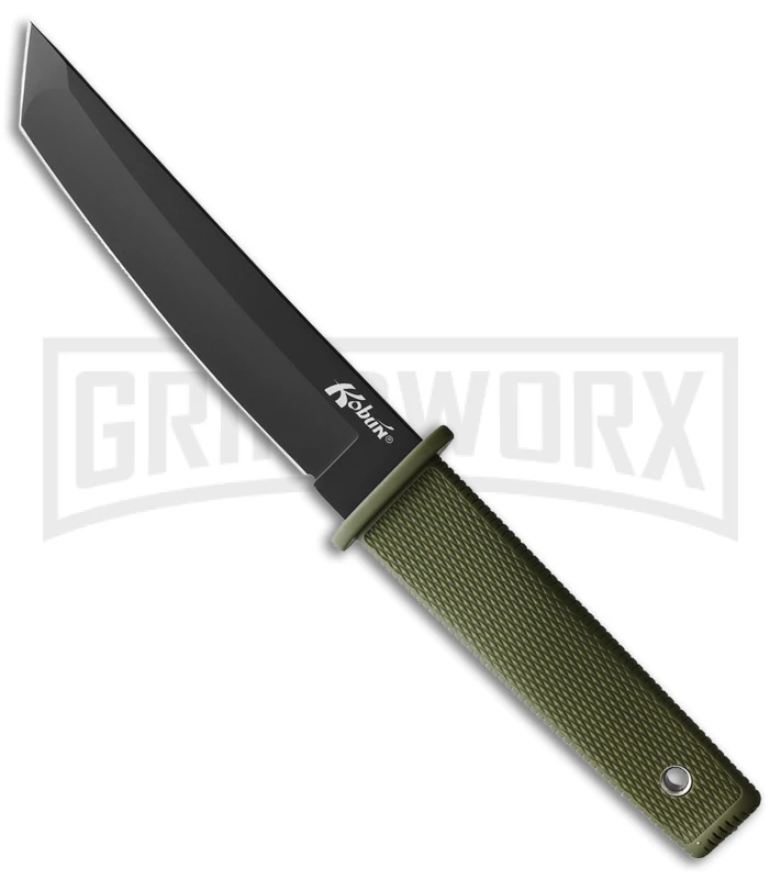 Cold Steel Kobun OD Green Fixed Blade Knife - Tanto Black Plain