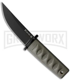 Cold Steel Kyoto II OD Green Fixed Blade Knife Drop Point Black Plain
