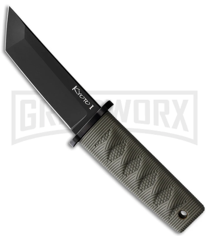 Cold Steel Kyoto II OD Green Fixed Blade Knife Tanto Black Plain