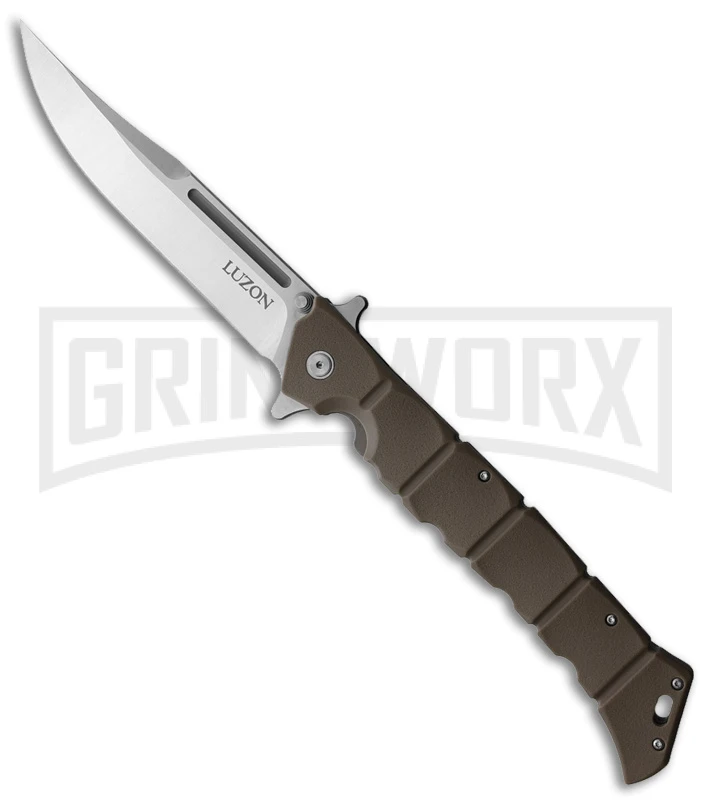 Cold Steel Large Luzon Dark Earth Brown Pocket Knife - Clip Point Satin Plain