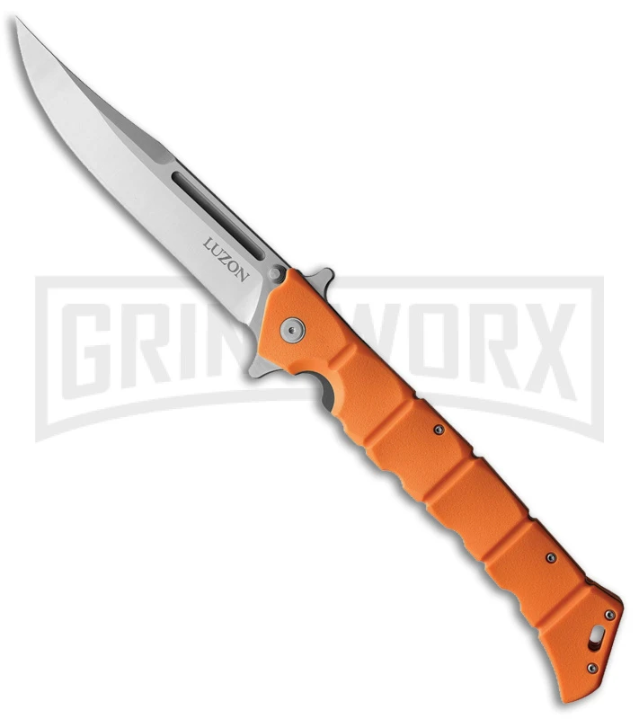 Cold Steel Large Luzon Orange Pocket Knife - Clip Point Satin Plain