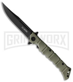 Cold Steel Medium Luzon Olive Drab Green Pocket Knife - Clip Point Black Plain