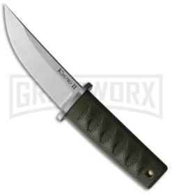 Cold Steel Kyoto II OD Green Kray-Ex Fixed Blade Knife Drop Point - Satin Plain