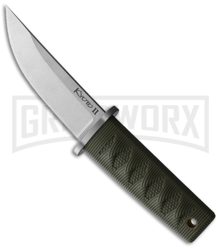 Cold Steel Kyoto II OD Green Kray-Ex Fixed Blade Knife Drop Point - Satin Plain
