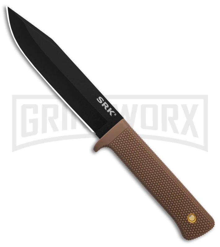 Cold Steel SRK Search Rescue Tan Polymer Fixed Blade Knife - Black Plain