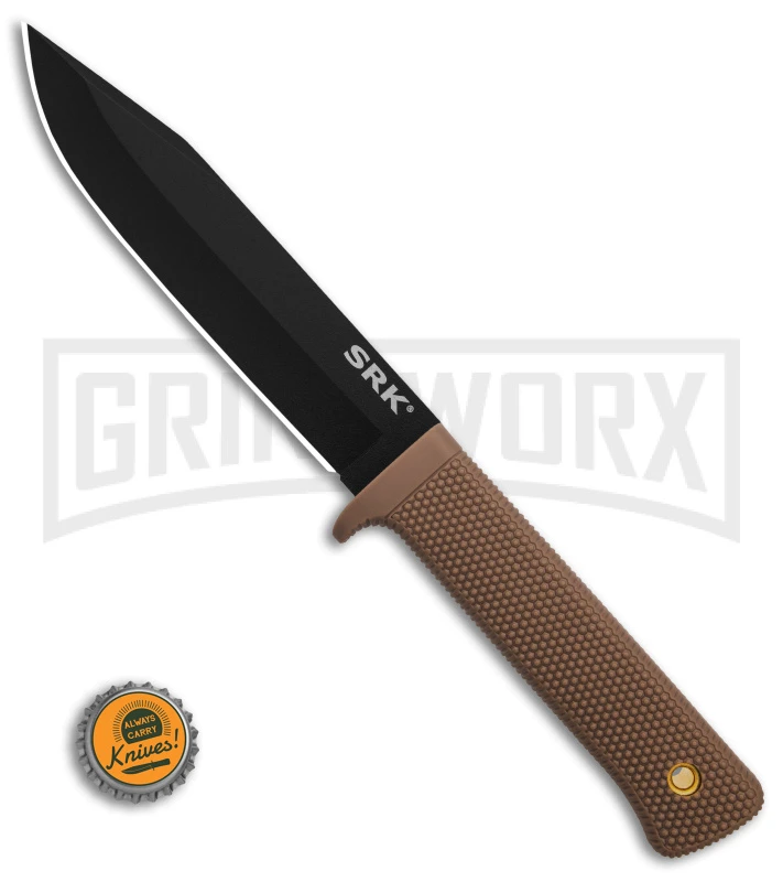 Cold Steel SRK Search Rescue Tan Polymer Fixed Blade Knife - Black Plain - Image 4