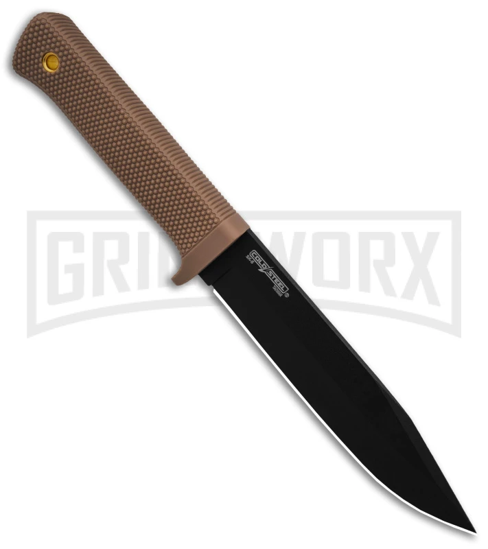 Cold Steel SRK Search Rescue Tan Polymer Fixed Blade Knife - Black Plain - Image 2