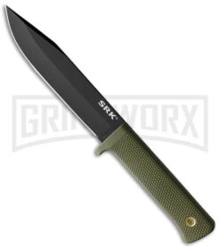 Cold Steel SRK Survival Rescue OD Green Fixed Blade Knife - Black Plain