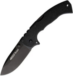 Cold Steel 4 Max Scout Folding Knife Black Griv-Ex Handle AUS10A Plain Black Blade CS62RQBKBK