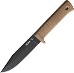 Cold Steel SRK Compact Fixed Blade Knife Desert Tan Kray-Ex Handle Plain Black Blade 49LCKDDTBK