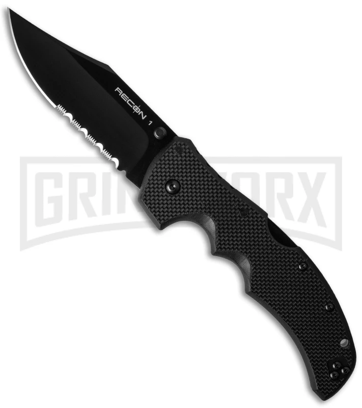 Cold Steel Recon I Clip Point Folding Knife - Black Serr