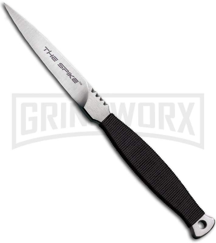 Cold Steel Scottish Spike Neck Knife Black Fixed Blade Knife - Satin Plain