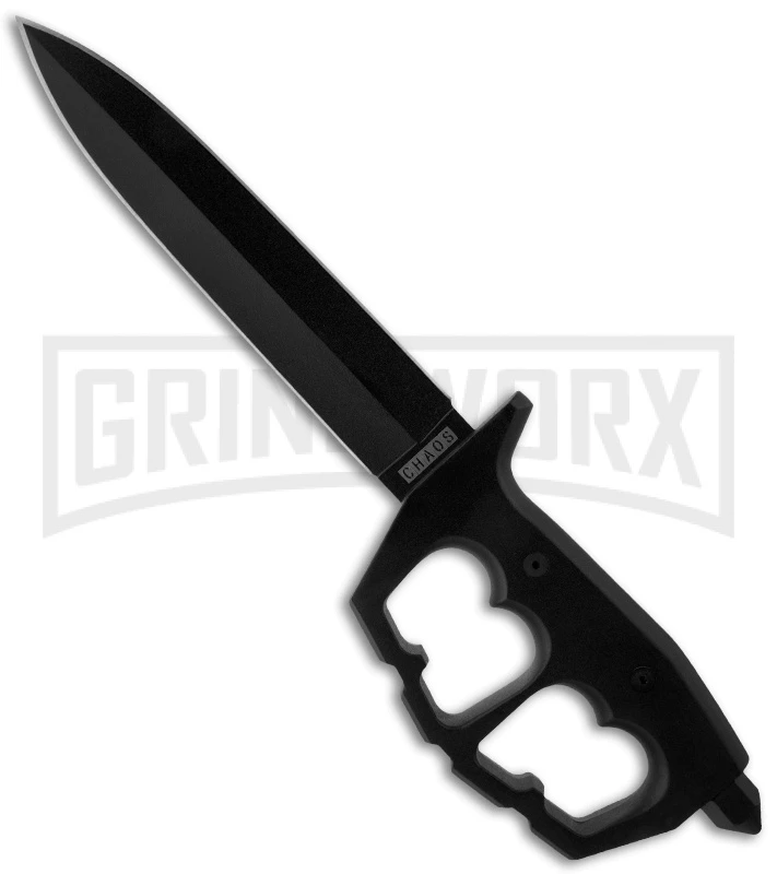 Cold Steel Chaos Double Edge Trench Fixed Blade Knife - Black Plain