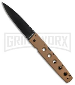 Cold Steel Hold Out I Coyote Tan Folding Knife - Black Plain