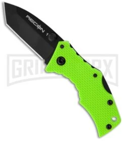 Cold Steel Micro Recon 1 Tanto Green Folding Knife - Black Plain