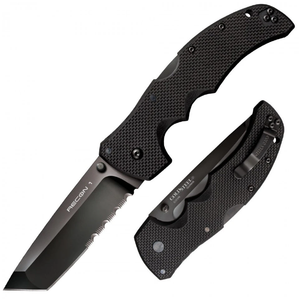 Cold Steel Recon I Tanto Point Lockback Knife (4" Black Serr) 27BTH